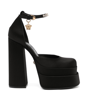 black heels and black bra
