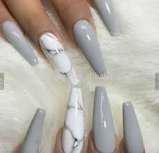 acrylic nails grey - Google Search
