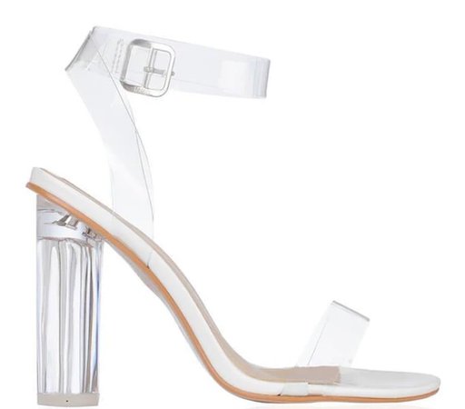 ISAWITFIRST White Clear Strap And Perspex Block Heel Sandals