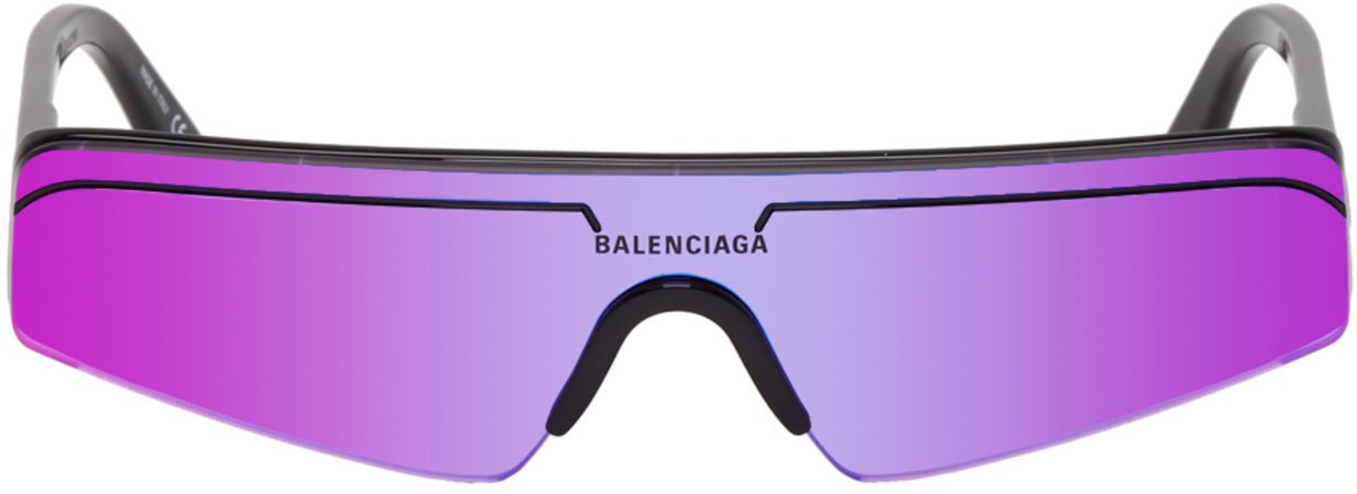 Balenciaga: Black Ski Rectangular Sunglasses | SSENSE