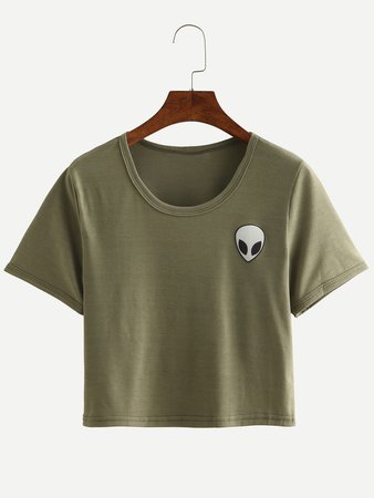 Alien Print Crop T-shirt