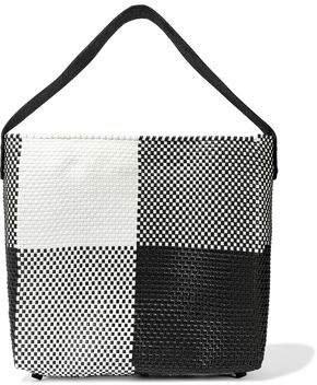 Truss Leather-trimmed Checked Woven Tote