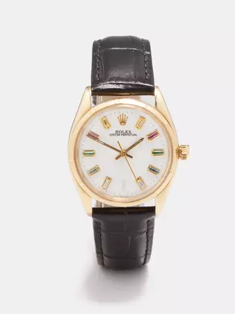 White multi Vintage Rolex Oyster 34mm diamond & gold watch | Jacquie Aiche | MATCHESFASHION US