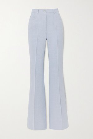 Blue Farid linen and wool-blend flared pants | Akris | NET-A-PORTER