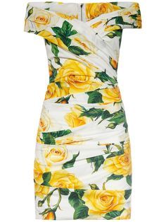 Dolce & Gabbana Yellow rose Print Dress
