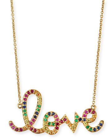 Sydney Evan Large Rainbow Sapphire Love Necklace