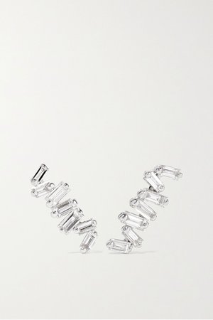 White gold 18-karat white gold diamond earrings | Suzanne Kalan | NET-A-PORTER