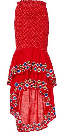 Rewada Strapless Cotton-Linen Blend Maxi Dress