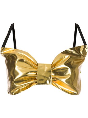 Parlor metallic bow bandeau top gold 202080 - Farfetch