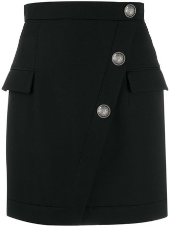 Black Balmain Buttoned Short Skirt | Farfetch.com