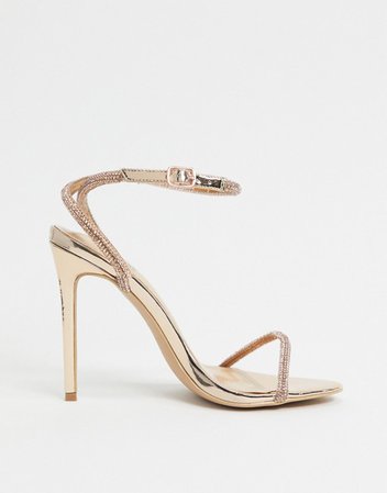 Simmi London Samia embellished heeled sandals in rose gold | ASOS