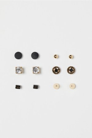 6 Pairs Stud Earrings - Gold-colored - Men | H&M US