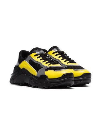 Balmain black, yellow and grey jace technical sneakers