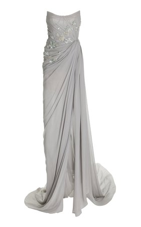 Draped Chiffon Crystal Draped Gown By Oscar De La Renta | Moda Operandi