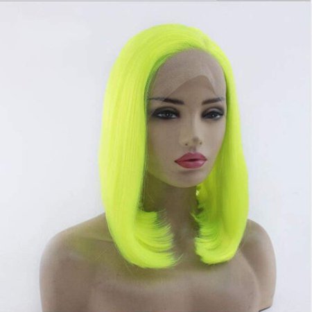 14” Fluorescent Green Short Bob Wigs Neon Green Synthetic Lace Front Wig with Baby Hair Glueless High Density Shoulder Length Female Cosplay Party Wig: Amazon.ca: Beauty