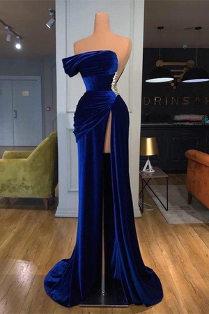 blue velvet gown