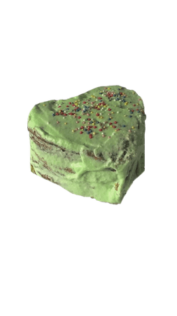 green heart shaped cake