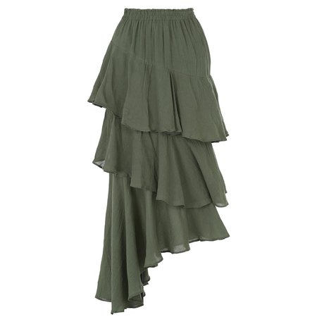 olive green ruffle skirt