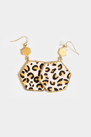 Georgia Cheetah Hexagon Drop Earrings | francesca's