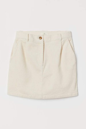 Short Corduroy Skirt - White