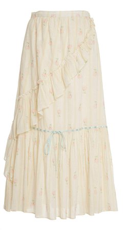 Jasmina Floral-Print Ruffled Cotton Skirt