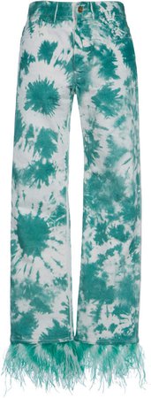 Alanui Feather-Embellished Tie-Dye Jeans Size: 25