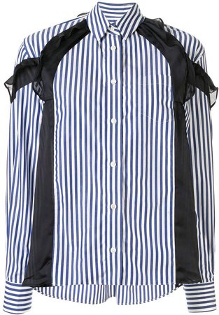 ruffle detail striped shirt