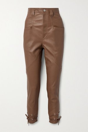 Badeloisa Lace-up Leather Tapered Pants - Camel