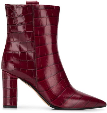 pointed croc-effect boots