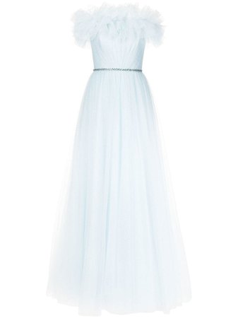 Jenny Packham Ruffled off-shoulder Tulle Gown - Farfetch