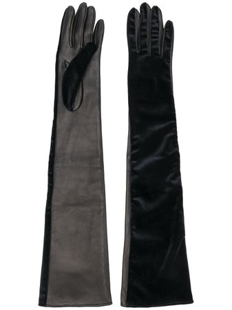 Shop black Manokhi contrast panel long gloves with Express Delivery - Farfetch