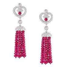 ruby & diamond tassel earrings