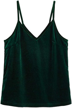 SheIn Women's Casual Basic Strappy Velvet V Neck Cami Tank Top Small Brown at Amazon Women’s Clothing store