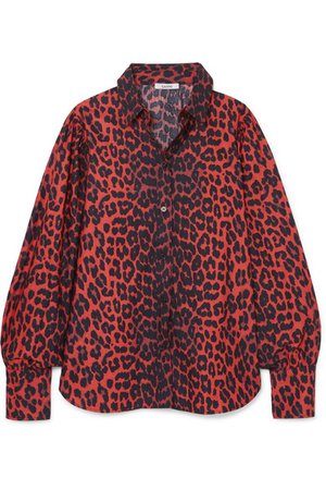 GANNI | Bijou leopard-print cotton-poplin shirt | NET-A-PORTER.COM