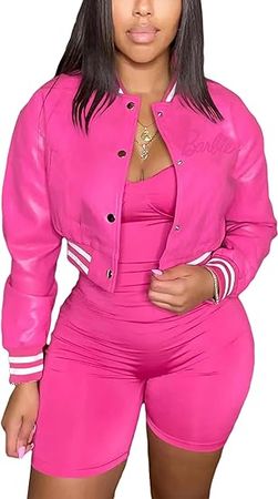 Megfie Womens Fashion Cropped PU Leather Bomber Jacket Button Down Long Sleeve Jacket Shacket at Amazon Women's Coats Shop