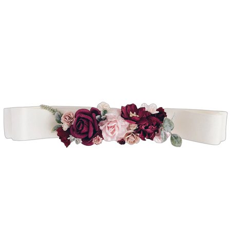 Flower Sash belt, Flower girl dress, Burgundy Flower sash belt, Wedding sash