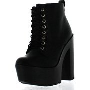 Chunky Heel Laced Boots
