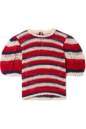 Ulla Johnson | Amata striped crocheted cotton top | NET-A-PORTER.COM