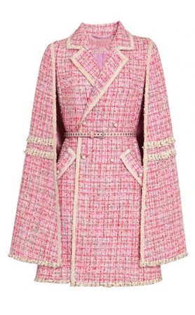 pink tweed cape coat