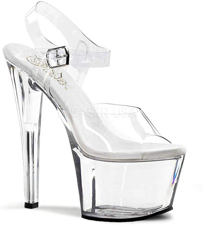 Amazon.com | Pleaser Women's SKY308/C/M Dress Sandal, Clear White, 14 M | Platforms & Wedges