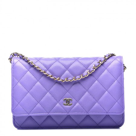 CHANEL Caviar Quilted Wallet On Chain WOC Purple 540295
