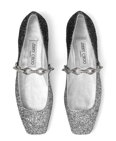 Jimmy Choo Diamond Tilda glitter ballerina shoes