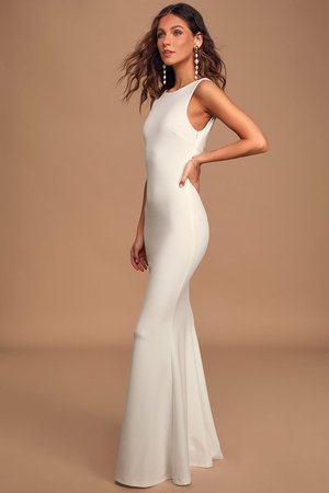 Love In Your Eyes Ivory Knotted Mermaid Maxi Dress Lulus