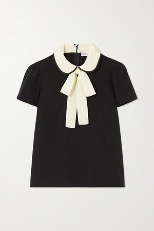REDValentino | Two-tone pussy-bow silk blouse | NET-A-PORTER.COM