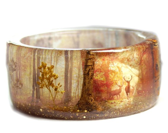 Gold Forest Resin Bracelet