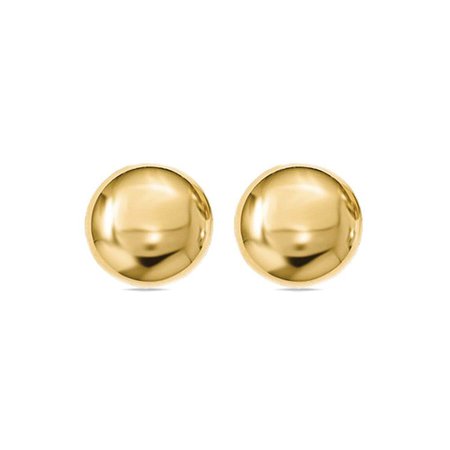 Polished Flat Button Stud Earrings in Yellow Gold