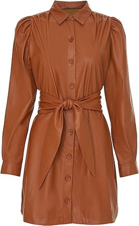 Peter Som Collective RTR Design Collective Faux Leather Shirtdress at Amazon Women’s Clothing store