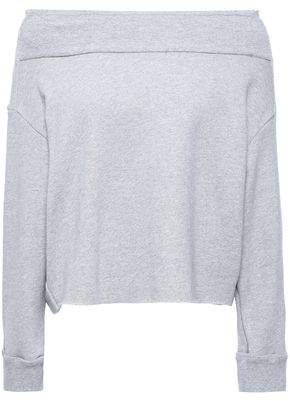 Off-the-shoulder Cotton-blend Fleece Sweatshirt