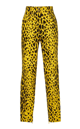 Versace Yellow Leopard Print Pants