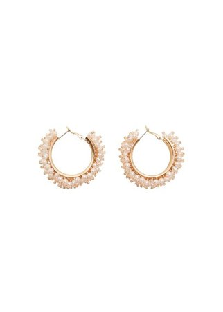 MANGO Pearl-bead hoops earrings